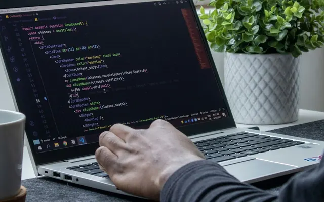 Software code on a laptop screen