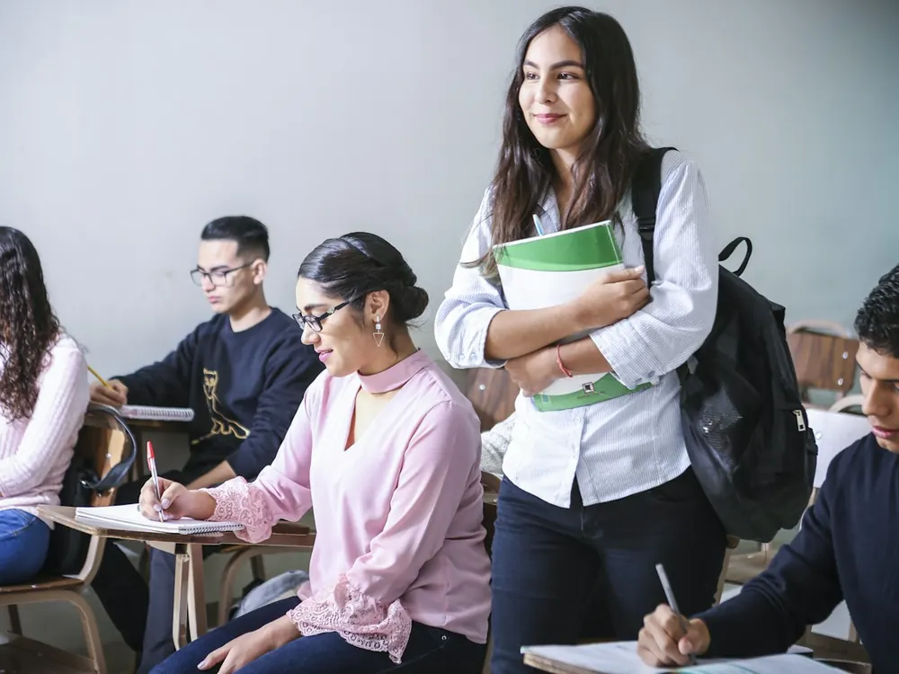College students in a classroom