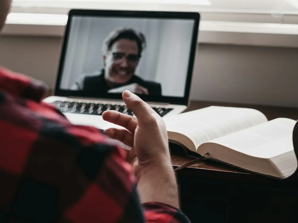 Online training session on a laptop